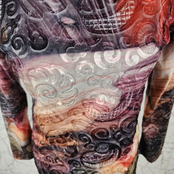 Beta's Choice Artsy Paisley Velvet Burnout Round Neck Top - Picture 2 of 7